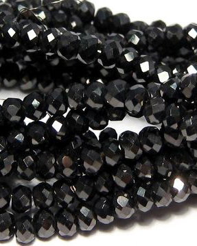 Cristale din sticla, opace, rondelle, 3x2 mm, AB, negre