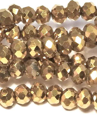 Cristale din sticla, elctroplacate, rondelle, 2.5x1 mm, aurii