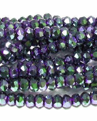 Cristale din sticla, elctroplacate, rondelle, 2.5x1 mm, multicolore