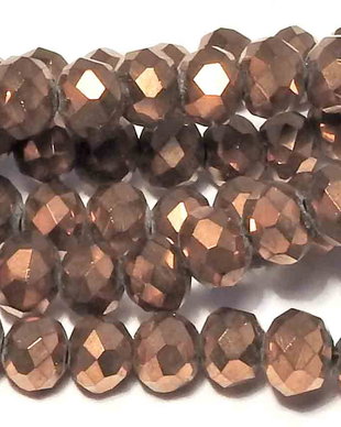 Cristale din sticla, elctroplacate, rondelle, 2.5x1 mm, cupru