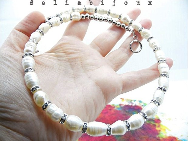 Colier handmade unicat perle naturale de cultura (cod540)