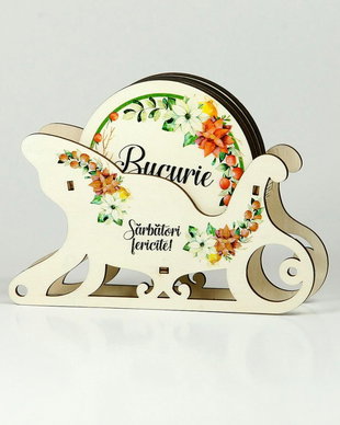Suport / Coaster de pahar cu tematica de iarna