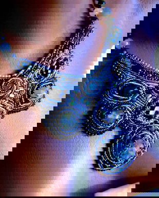 BlackFriday Today ! Colier statement, BronzySoftGreen / antichitati recreate, podoabe pe viata