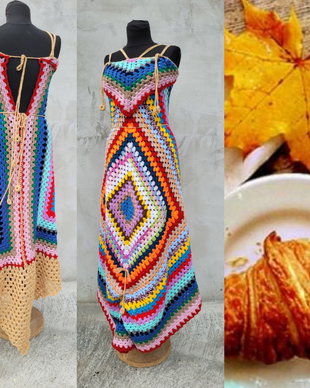 Rochie croșetată în culori accesorizată
