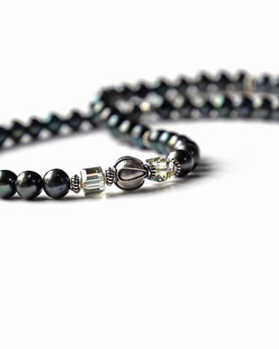 Colier din perle de cultura negre si cristale Swarovski