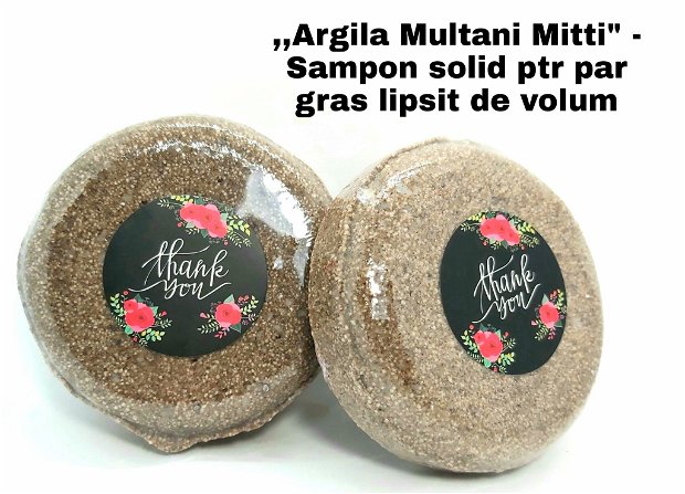 ,,Argila Multani Mitti" - Sampon natural solid, ptr parul gras fara volum (circa 120gr)