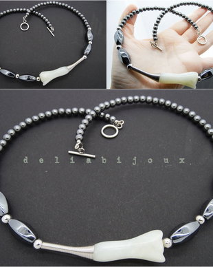 Colier handmade unicat hematit si jad (cod533)
