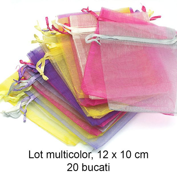 Punguta organza, lot 20 bucati, 12 x 10 cm, Q-104