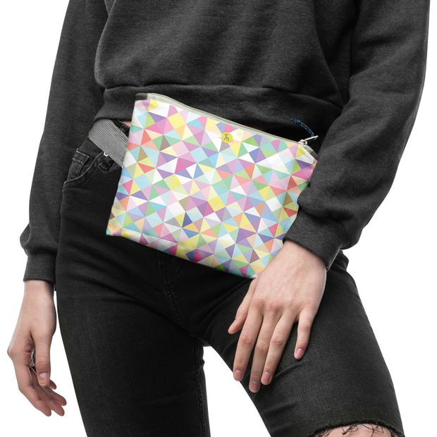 Borseta Handmade Fanny Pack, Abstract Abundenta de Triunghiuri Subtile, Multicolor, 22x19 cm