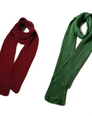 Fular tricotat material moale visiniu verde