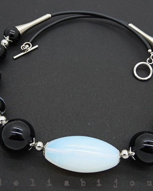 Colier handmade unicat opalit, onix si agat (cod544)
