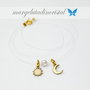 Lantisor / Colier / Fir Transparent / Soare si Luna /Argint 925 placat cu aur