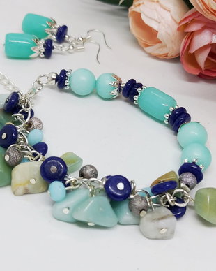 Set /bratara si cercei /jad si amazonit