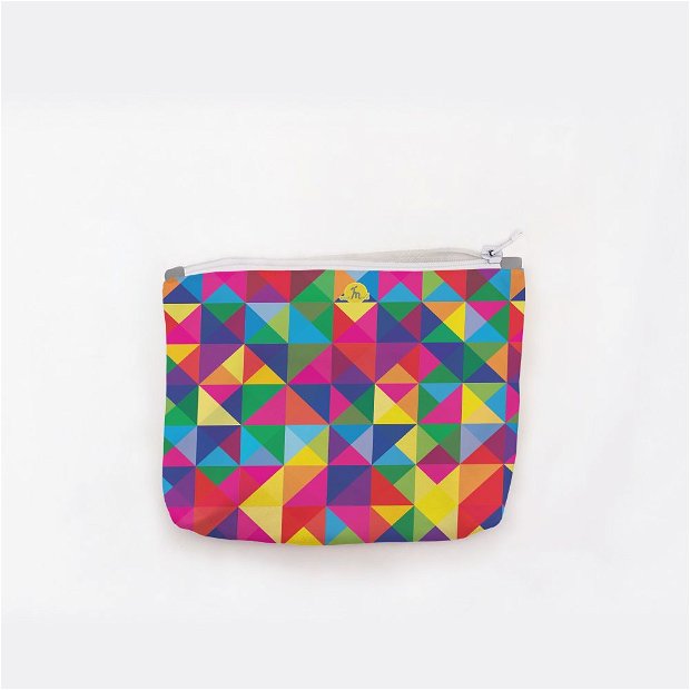 Portofel tip Pouch Handmade, Abstract Rubix Cube, Multicolor, 22x19 cm