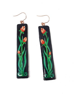 Cercei "Elegant Tulips" din rasina, inox si lut polimeric