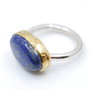 Inel din argint şi lapis cabochon, placat selectiv cu aur