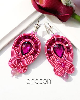 Cercei fucsia soutache