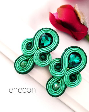 Cercei verzi cu cristale,  Cercei soutache