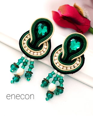 Cercei EMERALD,  Cercei soutache pe lob