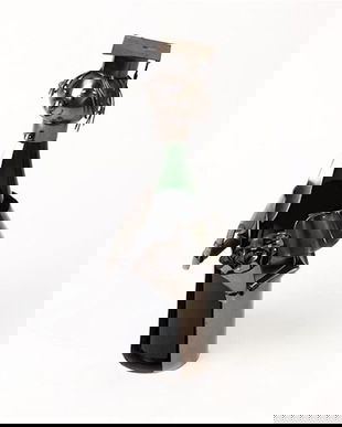 Suport pentru sticla din metal argintiu