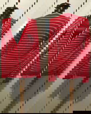 CARDIGAN LACOSTE ALB ROSU