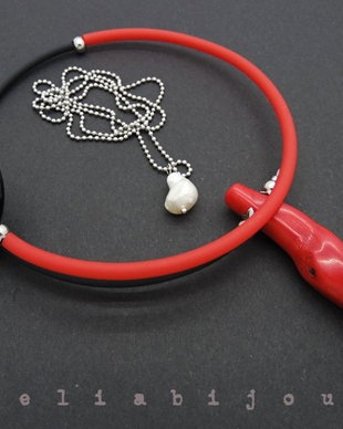 Set de bijuterii coral, onix gravat, perla de cultura, otel inoxidabil (cod550)