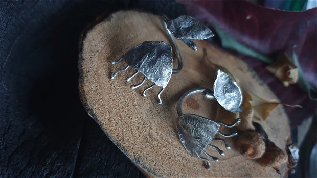 Inel reglabil din argint 925, crenguta cu floare de eucalipt