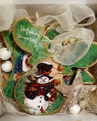 Set 5 decoratiuni din lemn personalizate, pentru pomul de Craciun