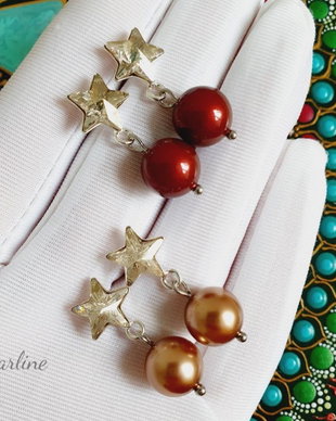 Cercei argint stelute si perle Swarovski