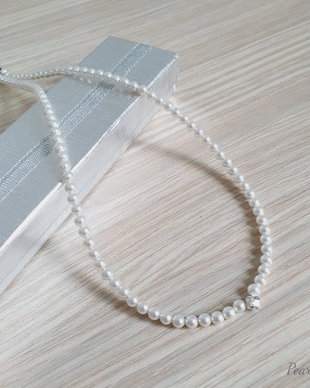 Colier clasic din perle Swarovski 4 mm si cristal