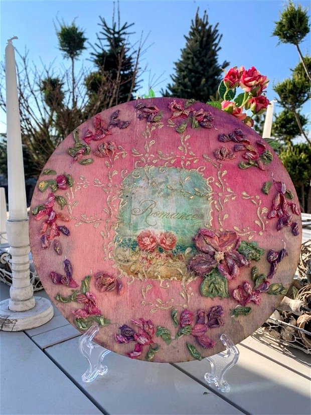 Tablou pictura in relief mixed media art Romance Garden