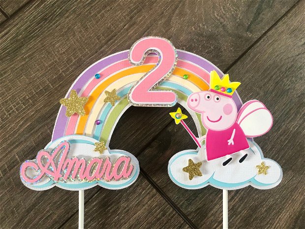 Decoratiune zi de nastere cu numele si varsta copilului - tema Peppa Pig