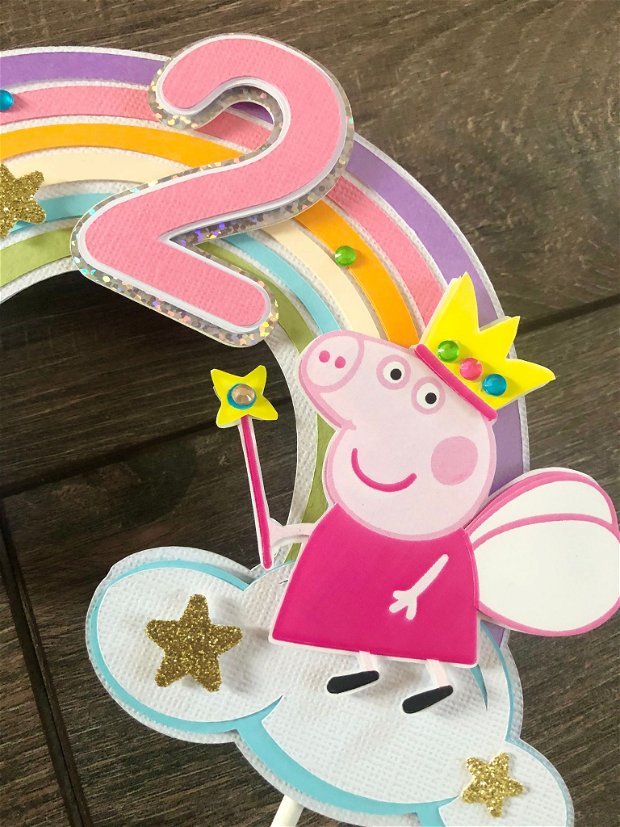 Decoratiune zi de nastere cu numele si varsta copilului - tema Peppa Pig