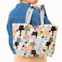 Geanta Handmade Tote Fatty cu Captuseala, Pisici la Film, Multicolor, 37x45 cm