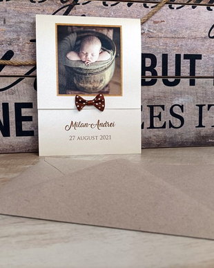 Invitatie botez B2 (Brown Bow)