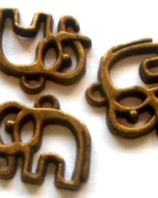 Charm metalic elefant rama bronz