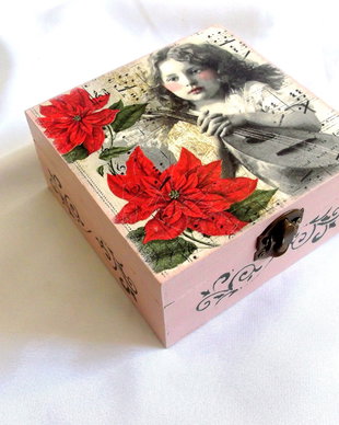 Cutie din lemn decorata de craciun 40055
