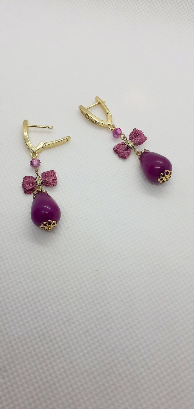 cercei eleganti cu pietre semipretioase - jad violet