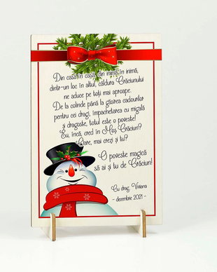 Felicitare din lemn - Poveste magica de Craciun