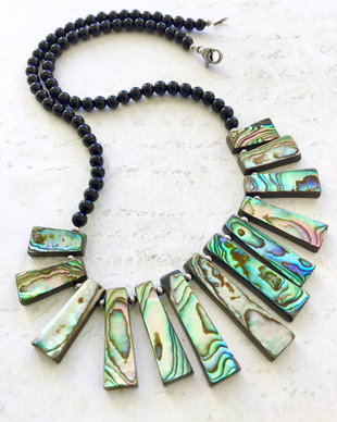 Colier Paua Shell & onix negru