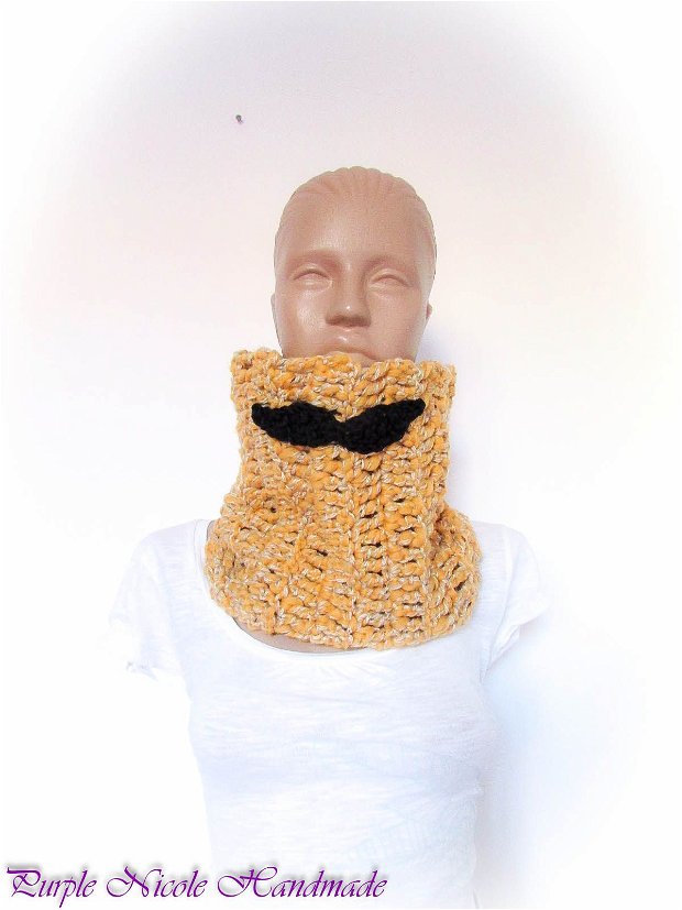 Moustache Winter - fular guler unisex crosetat