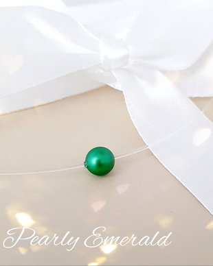 Colier/Choker din argint cu perlă Swarovski verde-smarald