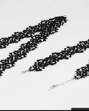 Colier choker negru din dantela lucrata manual in tehnica frivolite si margele Preciosa Ornella