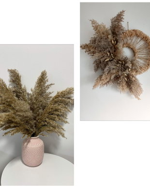 Aranjament floral set Boho/Rustic cu Pampas , tonuri neutre