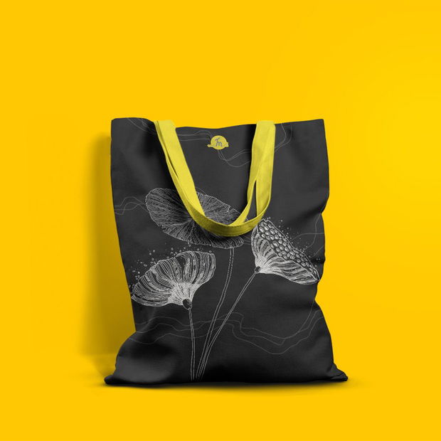 Geanta Handmade Tote Basic, Floare Lotus Stilizata, Multicolor, 43x37 cm