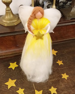 Zâne îngeri pentru vârful bradului. Figurina inspirata din pedagogia Waldorf.