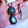 Pandantiv dublu cu pietre naturale Turcoaz African si Larimar, - pietre semipretioase ,argint 925 sau placate, antichitati recreate, bronzuri, margele de calitate, Toho,Miyuki,Delica