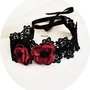 chocker dantela neagra cu flori grena