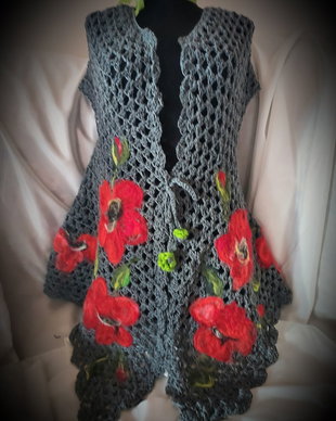 Cardigan, vesta cu flori impaslite
