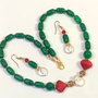 CHRISTMAS IS HERE-set bijuterii din jad,perle de cultura,cristale,toho,accesorii aurii HQP